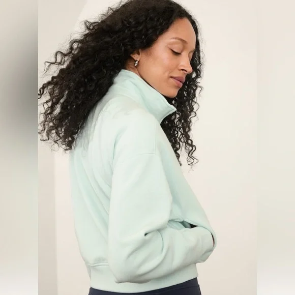 Athleta Forever Fleece 1/2 Zip High Hip Sweatshirt, Glacier, Large, New, NWT! - Picture 3 of 12